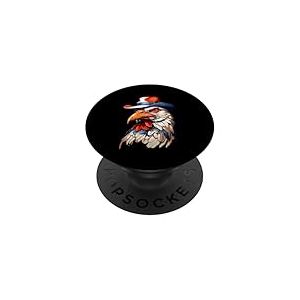 Tête de Coq Stylisée avec Chapeau en Style BD PopSockets PopGrip Adhésif