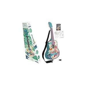 Lexibook, Disney Stitch, Ma premi&egrave;re Guitare Acoustique en Bois, 6 Cordes en Nylon, 78 cm, Guide d'apprentissage, m&eacute;diator et Sangle fournis, Bleu, K2000DLXB