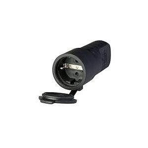 POLY POOL - PP0465X Prise Volante Allemande Schuko 16A 2P+T - Prise &eacute;lectrique 250 V - Prise Volante pour la Maison et Le Travail - Prise fabriqu&eacute;e en Italie Noire - Prise Ergonomique en Caoutchouc