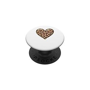 Femme C&oelig;ur L&eacute;opard Motif PopSockets PopGrip Adh&eacute;sif