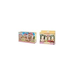 SYLVANIAN FAMILIES - La Grande Maison éclairée et sa pièce secrète - 5716 - Maison de poupées - Mini poupées & 5655 La Famille Lapin Chocolat Colorful Nouveau Packaging