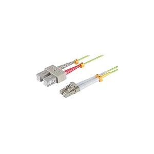 1 c&acirc;ble de brassage duplex OM5 LWL DX de 15 m, LC/UPC - SC/UPC MM multimode, 50/125 &micro;m, LSZH, vert citron.