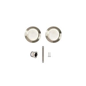 Yale Lot de 2 Poignées cuvettes rondes encastrables pour porte coulissante - Ø intérieur 48 mm - Acier finition nickelé brossé - Convient pour portes en bois - Inclus tire-doigt, cache mortaise, vis