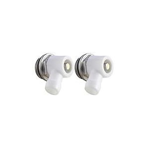 SOMATHERM FOR YOU, Robinet de vidange orientable M15/21 pour radiateur - Compatible avec tous les radiateurs &agrave; orifice inf&eacute;rieur, id&eacute;al pour eau chaude et froide, couleur blanche (Lot de 2)