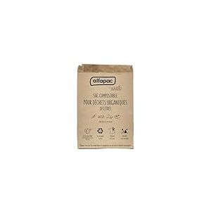 alfapac BY SOLUBIO - Sacs Compostables en Papier Kraft - Sacs pour Déchets Organiques - Papier Kraft 100% Recyclé - Anti Humidité - Fabrication Française - 10 x 10L