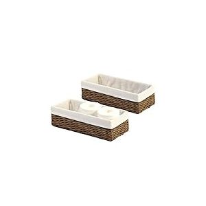 HOSROOME Lot de 2 paniers de salle de bain en osier pour organiser le papier toilette, panier de rangement décoratif pour placard, chambre, salle de bain, entrée, bureau (marron)