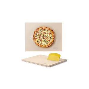 VEVOR Pierre à pizza rectangulaire en cordiérite de 38 x 30 cm, pierre de cuisson extra large avec grattoir en PP, résistante à la chaleur de 1,5 cm d'épaisseur, pour four, cuisson du pain, barbecue