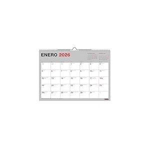 Miquelrius - Calendrier mural basique 2026, organiseur annuel A4 : 296 x 210 mm, avec espace pour noter, reliure spirale double, planificateur 12 mois, espagnol
