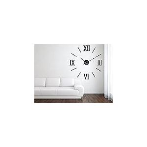 FLEXISTYLE Grande Horloge Murale Moderne DIY Admirable 3 XXL Roman 100-130cm Salon Chambre Fabriqu&eacute; en UE Silencieuse Noir