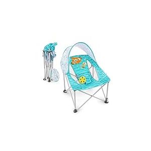 Bright Starts Disney Le Monde de Nemo Siège de Voyage Pop 'N Chill, Utilisation Intérieure/Extérieure, Siège pour Bébé avec Canopée UPF 50+, Bleu, Âges 0-6 Mois