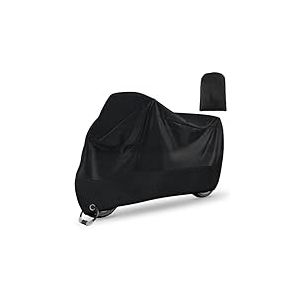 Carehabi Housse Moto Exterieur,Bache Moto Etanche Hiver Et&eacute; 210D Oxford XXL avec Trou de Serrure, Protection de Poussi&egrave;re Neige Pluie Vent UV Scooter V&eacute;lo 245x105x125cm Noir MotoCover-B-210T-XXL