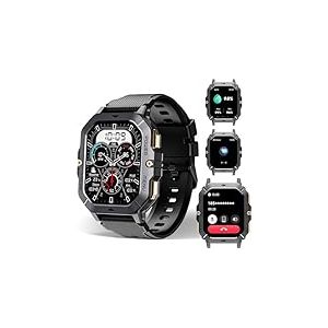 OBA Montre de Sport OUKITEL BT101 Homme 2.02 Pouces 100 Mode Sport Étanche 5ATM 410mAh Notifications, Moniteur de fréquence Cardiaque, podomètre, Suivi d'activité, Microphone, Noir, Media