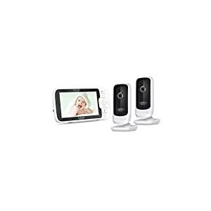Hubble Connected Nursery View Premium Twin Babyphone 2 Caméras avec écran 5 pouces, vision nocturne infrarouge, écran divisé, zoom numérique et capteur de température ambiante
