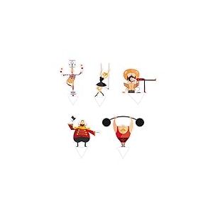 Decora 9260132 KIT 5 Piques DÉCORATIFS Cirque, Carton, Coloris Assortis 14 x 18 x 2 cm