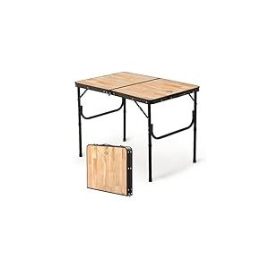 Naturehike Table de Camping Pliante - Grande Table en MDF R├ęglable en Hauteur avec Sac de Transport pour Le Camping, Le Jardin, Les Voyages, 90 x 60 x 37 cm - Grand Bois