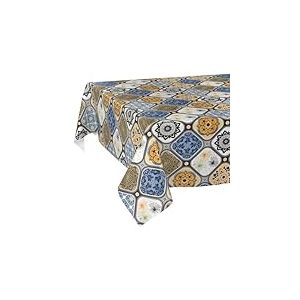Nappe en Toile cir&eacute;e Lavable, Facile d'entretien, imperm&eacute;able, Effet Lotus, pour Table de Jardin, 220 x 140 cm, Bord coup&eacute;