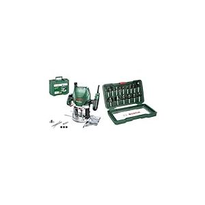 Bosch Home and Garden Défonceuse POF 1400 ACE - Livrée Avec Set d'Accessoires, Régulation Électronique Constante & Coffret de 15 Fraises au Carbure (Queue Ø 8 mm)