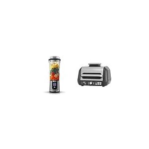 Ninja Blast Blender portable, 530 ml, mini blender sans fil puissant, rechargeable, BC151EUBK + Ninja Foodi MAX PRO Grill, Plancha & Air Fryer avec sonde de cuisson numérique, 3,8L, 7 en 1, AG651EU