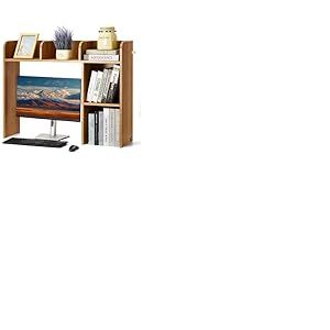 VEVOR Étagère à Poser sur Bureau à 2 Niveaux, Bibliothèque de Bureau 94,5x24,1x73,4 cm, Organisateur de Bureau en Bois, avec Pieds Antidérapants, Support de Rangement pour Maison, Couleur de Bois