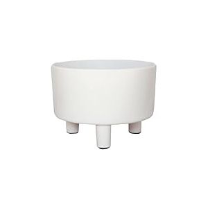 Ivyline Pisa Pot de Fleurs en c&eacute;ramique &eacute;maill&eacute;e sur Pieds &ndash; Blanc &ndash; Qualit&eacute; sup&eacute;rieure, r&eacute;sistant aux UV et imperm&eacute;able &ndash; Pot de Fleurs d&eacute;coratif d'int&eacute;rieur &ndash; H 14 cm x P 19 cm