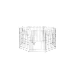 lionto Enclos extérieur pour Lapins en métal Robuste, 59x78 cm, enclos Extensible pour Petits Animaux + piquets de Sol, Porte avec verrou & Filet de Protection, résistant aux intempéries, 8 éléments