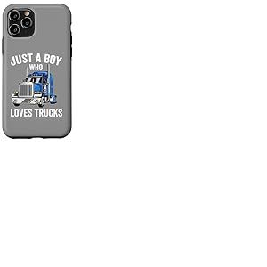 Just a Boy Who Loves Trucks, Semi-remorque pour Enfants Coque pour iPhone 11 Pro