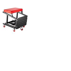 VEVOR Tabouret d'Atelier sur roulettes, Tabouret de Mécanicien avec Capacité de Charge Max. de 136 kg, Siège ou Escabeau de Garage Pivotant à 360°, avec Plateau à Outils, pour Réparation Automobile