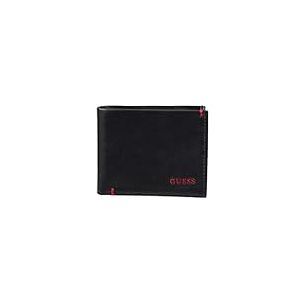 Guess Étui en Cuir pour Cartes de crédit avec détails brodés, Julian Noir/Rouge. (Multicolore) - 31GU13X030