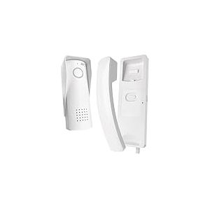 EMOS - Kit d'interphone Audio sans Fil - Connexion sans Fil - Design &eacute;l&eacute;gant - Kit Audio/interphone avec possibilit&eacute; d'ouvre-Porte - Facile &agrave; Utiliser - Prise d'alimentation (230V/12V) - Blanc
