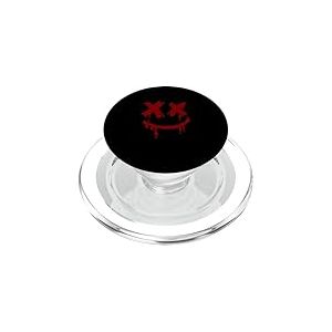 Maroon Red Burgundy Grunge Face Smile Maroon Bordeaux PopSockets PopGrip pour MagSafe