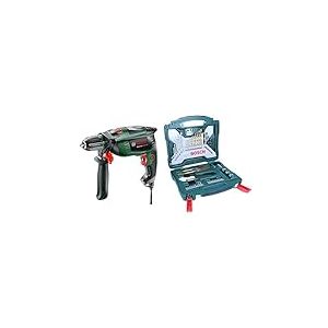 Bosch Perceuse à Percussion Filaire - Universalimpact 800 (800w, Béton 14mm, Bois 30mm) Vert & Bosch Professional 2607019327 Forets en Titane X-Line Set 50 Pièces, Noir/Or/Argent