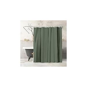 Americanflat Rideau de Douche Uni Vert 180x200 cm - Rideau Douche 100% Polyester - Rideau Salle de Bain Long R&eacute;sistant &agrave; l'Eau avec &OElig;illets en M&eacute;tal et 12 Crochets Plastiques Durables