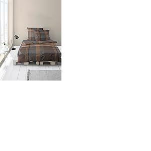 Bierbaum Parure de lit 4046 en Flanelle Fine, 100% Coton, con&ccedil;ue en Allemagne, Marone 81, 135 x 200 cm + 80 x 80 cm