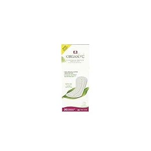 Organyc Protège-Slip Plat en Coton 100% Bio Certifié – Serviette Hygiénique Quotidienne, Sans Pâte de Bois, Parfum, SAP ni Produits Chimiques – Flux Abondant, 20 Unités