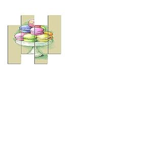Homemania Tableau Macarons - 4 Pièces - Cuisine - du Salon, de la Chambre à Coucher - Multicouleur en MDF, 76 X 0,3 X 50cm