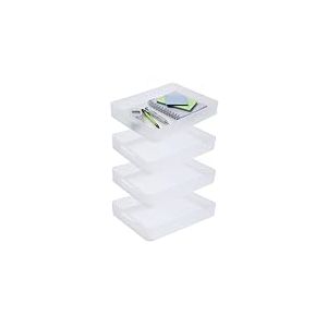 SUNDIS Pure Box, lot de 4 petites boîtes de rangement en plastique transparent, format A4, idéales pour petits objets, accessoires, loisirs créatifs et petites fournitures