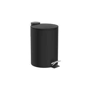 EISL Poubelle de salle de bain (3 litres) en acier inoxydable noir, couvercle avec système d'abaissement automatique, poubelle hygiénique amovible, poubelle à pédale, poubelle de salle de bain noire