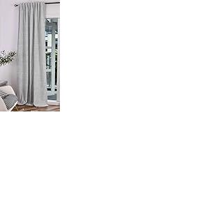 Gardinenbox Montana 2023330 Rideau Chenille - Structure bouclée - H x l : 245 x 140 cm - Blanc et Noir - Suspension Multi-Bandes - Facile d'entretien