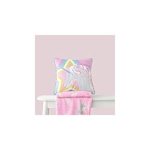 Bedlam - Coussin Licorne Rose (43 x 43 cm) - Velours Doux - Réversible (2 Couleurs) - Garnissage Inclus/Insert Inclus - Coussin en Velours Rose Super Doux avec Licornes - Coussin sur Le thème de la