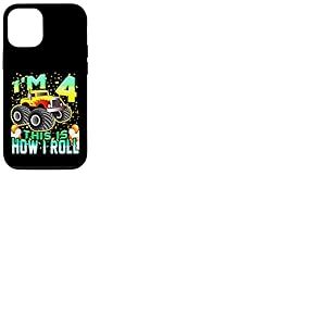Chemise Enfant 4 Ans 4&egrave;me Anniversaire gar&ccedil;on Monster Truck Voiture Coque pour iPhone 12/12 Pro