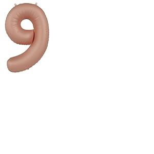 Folat Rose Pink Chiffre 9-Vintage Ultra Matt-86 cm-Ballon de d&eacute;coration de f&ecirc;te d'enfants, anniversaires, pouvant &ecirc;tre rempli d'h&eacute;lium, 10459