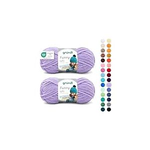 Gründl Laine Funny uni - laine chenille douce pour le crochet – moelleuse et respectueuse de la peau - 100% polyester – 2 pelotes 100 g / 120 m – taille d’aiguille 5-6 -lavande
