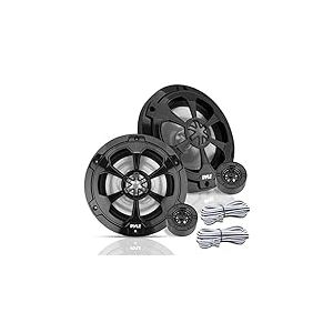 Pyle Paire d'enceintes Marines de 16,5 cm, Haut-parleurs coaxiaux/composantes étanches à 2 Voies, Son Surround butyle de 240 W et capacité de Montage en Surface – Noir