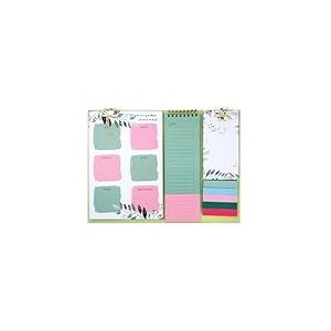 Campus Planificateur hebdomadaire avec notes adhésives, organiseur hebdomadaire avec espace d'écriture, planificateur de bureau tons pastel, comprend 1 planning et 8 types de notes (petites feuilles)