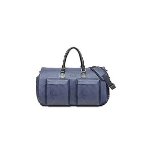 Modoker Sac à vêtements en Cuir Convertible, Sac à vêtements pour Voyage, Sac de Voyage imperméable, Cadeau pour Homme, Femme, Affaires – Valise à Suspendre 2 en 1, Sac de Voyage, Bleu