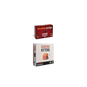 Exploding Kittens Bundle - Original Edition Plus Barking Kittens Expansion Pack - Card Games for Adults Teens & Kids, Fun Family Games, A Russian Roulette Card Game