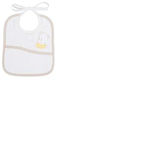 Filet - Bavoir &agrave; Broder avec Poche Coloris Blanc, Taille 6 Mois 1 An