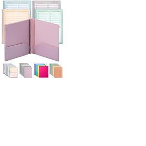 Mr. Pen - Lot de 5 chemises en plastique avec poche avant transparente, couleurs pastel, dossiers avec attaches pour documents