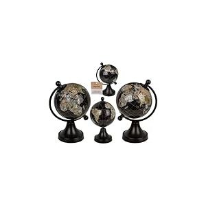 Globe terrestre décoratif noir en plastique, environ 8 x 10 x 15,5 cm