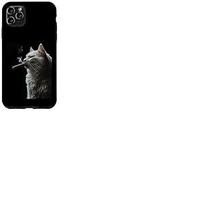 Chat sibérien fume un cigare drôle fumeur de cigare et amoureux des chats Coque pour iPhone 11 Pro Max